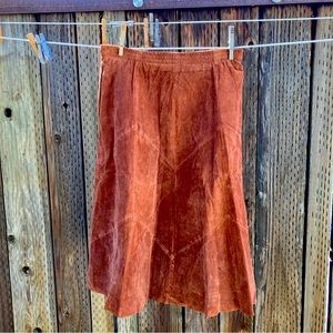 Boho Vintage Leather Suede Maxi Skirt Size M